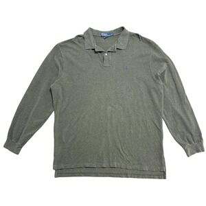Polo Ralph Lauren Shirt Mens 2XL Olive Green Long Sleeve Cotton Embroidered Pony